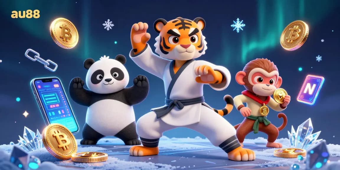 Bet on au88 with a vibrant image showing playful casino characters mastering gambling.
