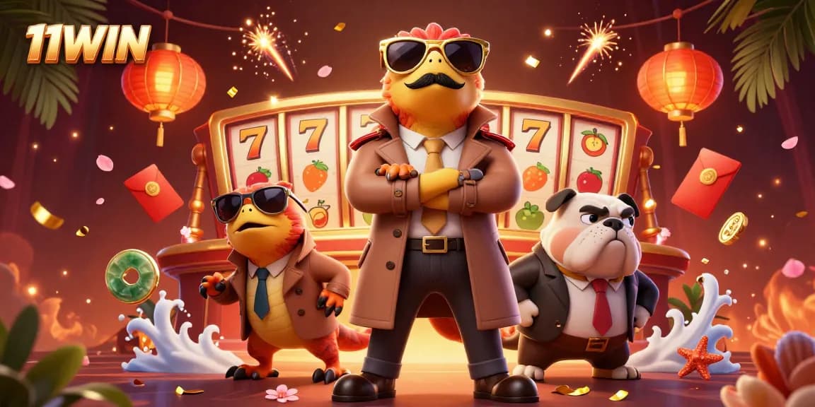 Join the excitement at 11WIN with raptors and gaming magic in a vibrant casino scene.