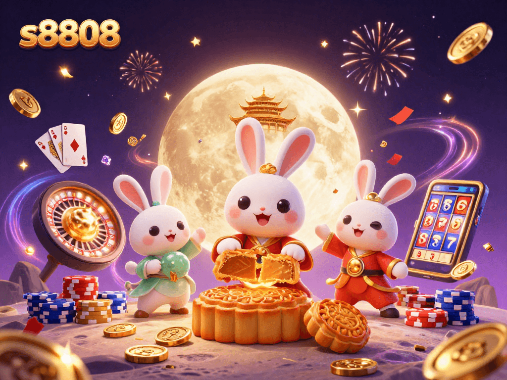 Engage in fun and thrilling games with s8808, featuring colorful gambling elements like poker and slot machines.