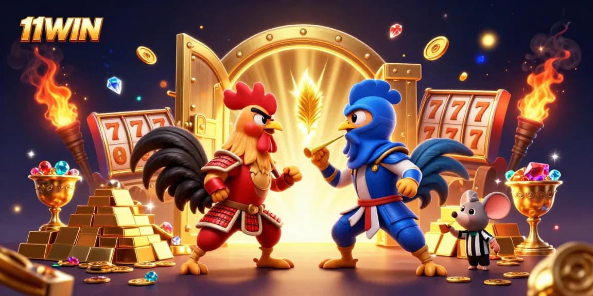 Experience 11WIN's thrilling showdown with extraordinary golden treasures and animated characters.