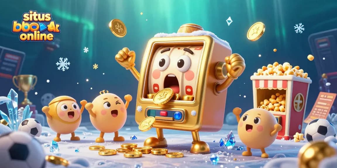 Spin to win on situs bola online with lively golden slot machine hitting a jackpot!