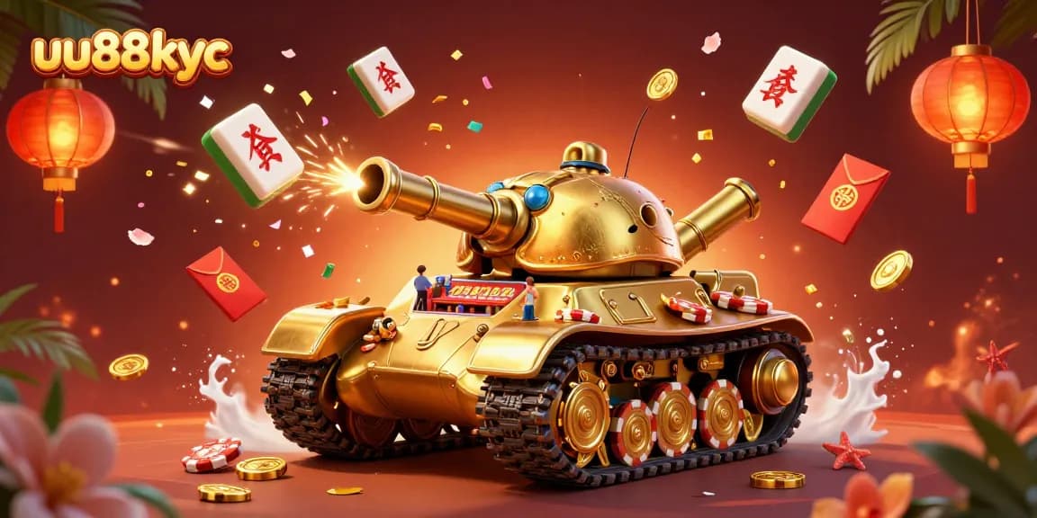 Engage with the thrilling world of uu88kyc in this vibrant 3D casino scene featuring a golden beetle tank.
