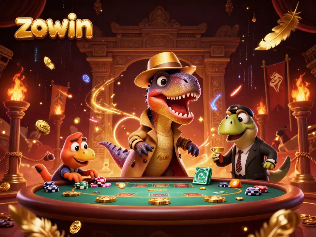 Zowin velociraptor card counter at a blackjack table in a casino setting.