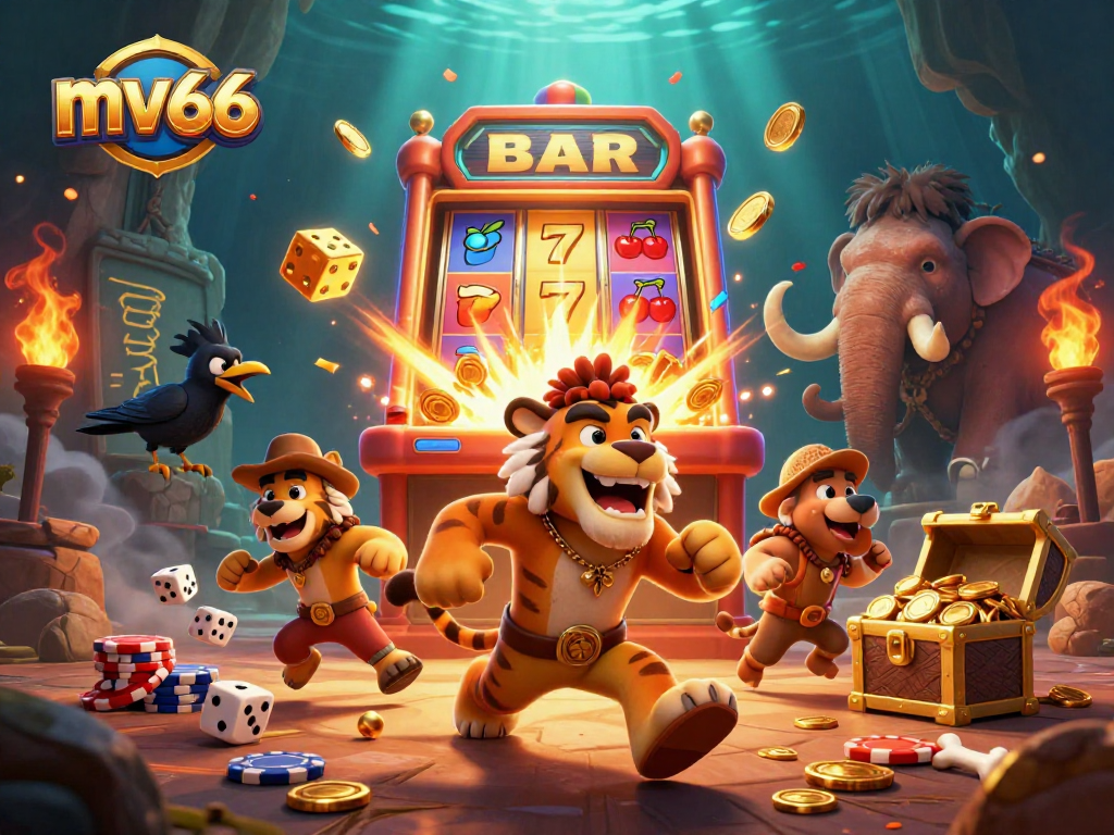 Win big at mv66 with thrilling jackpots and vibrant casino games displayed in a 3D illustration.
