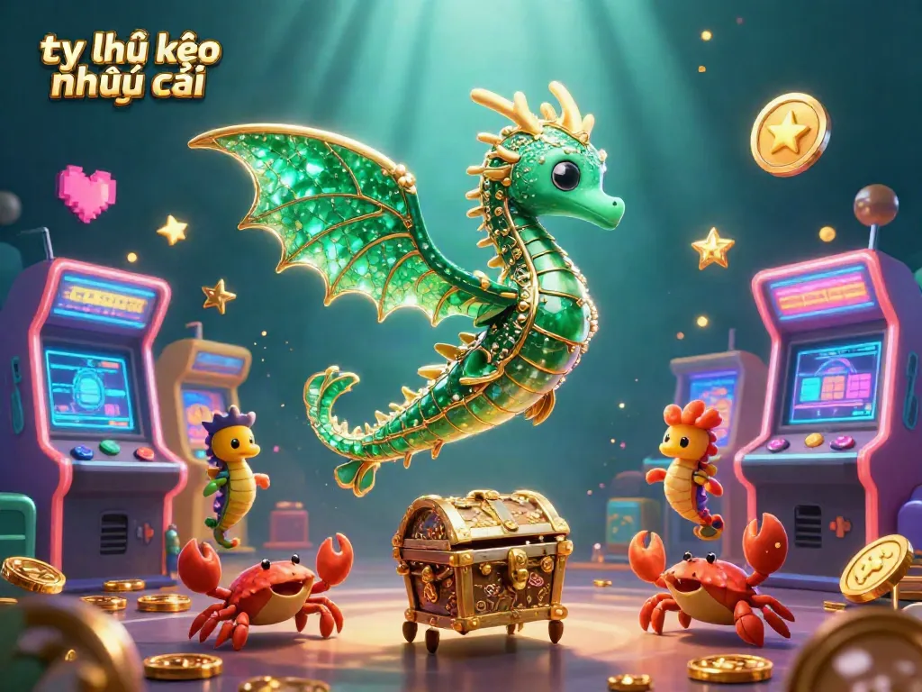 Discover tỷ lệ kèo nhà cái while enjoying a vibrant 3D underwater gambling scene filled with treasures and arcade elements.