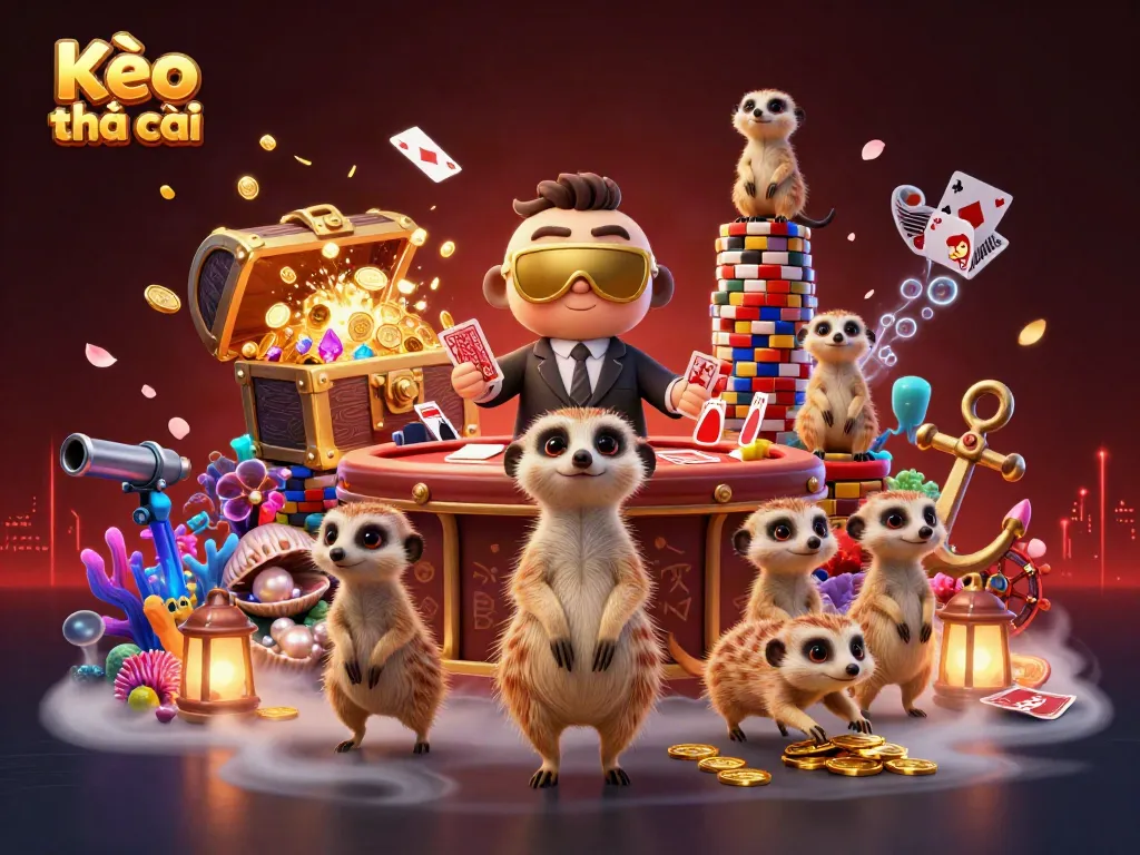 Experience the excitement of Kèo nhà cái with engaging meerkats showcasing a vibrant casino atmosphere.