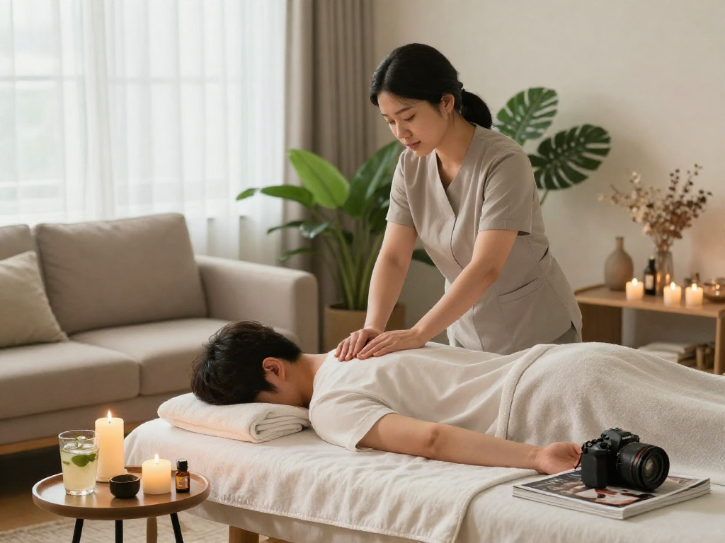 Professional 강남출장안마 service in a serene home environment, showcasing relaxation and quality care.
