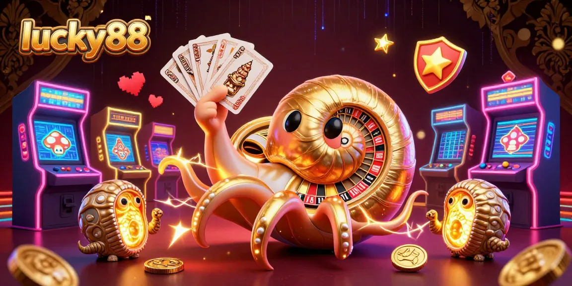 Experience the excitement of lucky88 with a giant nautilus roulette wheel surrounded by glowing gaming elements.