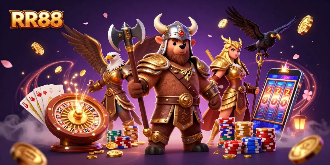 Experience thrilling gambling dynamics with RR88's engaging 3D characters and casino elements.