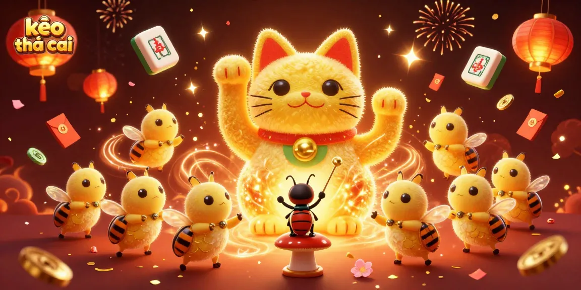 Engage with kèo nhà cái through this vibrant illustration of lucky symbols and festive elements.
