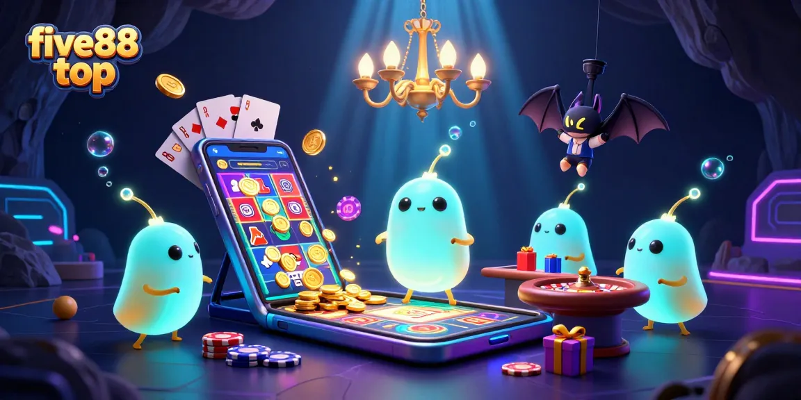 Experience thrilling gameplay at five88 top with glowing creatures in a vibrant casino scene.